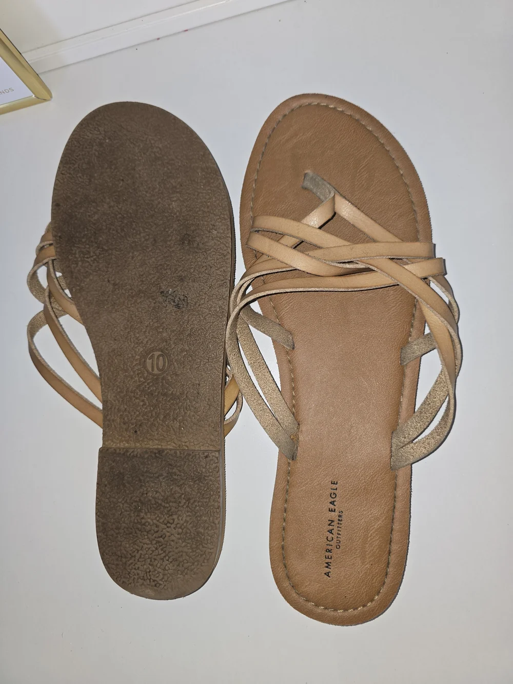 American Eagle Outfitters Tan Braided Slide Sandals